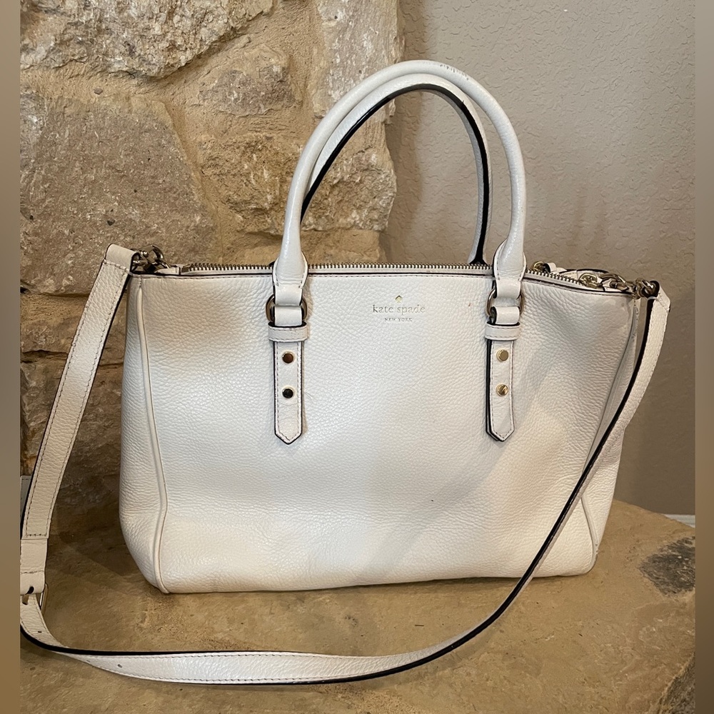 Kate Spade satchel bag with handles, white